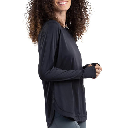 Women`s Relaxed Scallop Tennis Top WOMENS APPAREL BLOQUV Black S