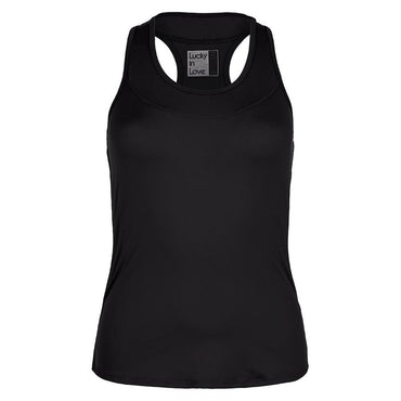 Women's Team Racerback Tennis Tank Womens Team Gear LUCKY IN LOVE Black XS