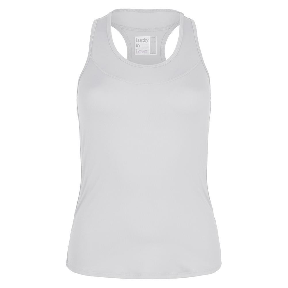 Women's Team Racerback Tennis Tank Womens Team Gear LUCKY IN LOVE White XS