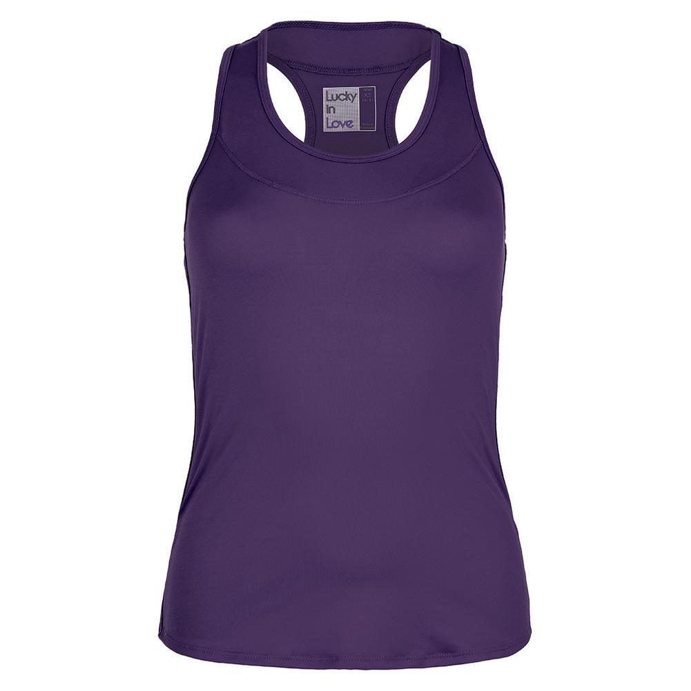 Women's Team Racerback Tennis Tank Womens Team Gear LUCKY IN LOVE Purple XS