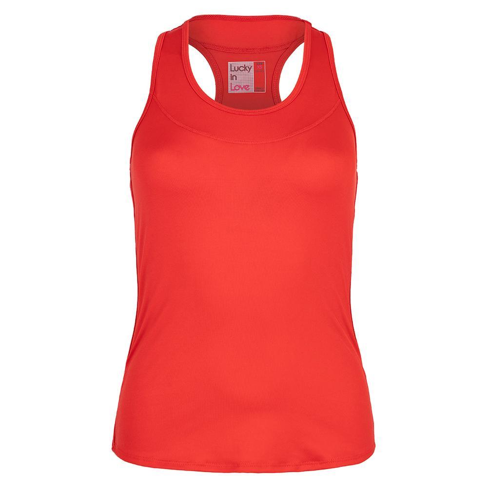 Women's Team Racerback Tennis Tank Womens Team Gear LUCKY IN LOVE Red XS