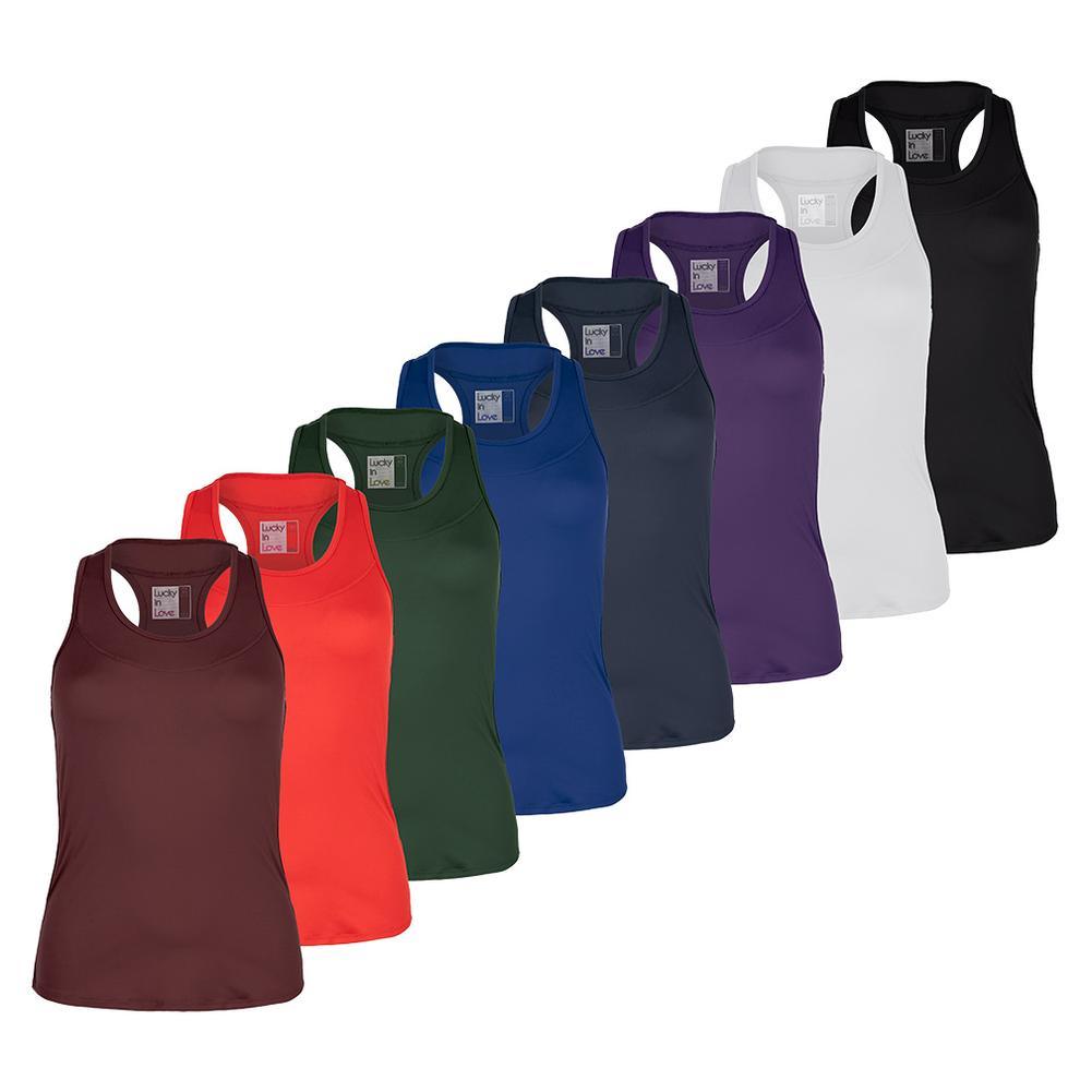 Women's Team Racerback Tennis Tank Womens Team Gear LUCKY IN LOVE