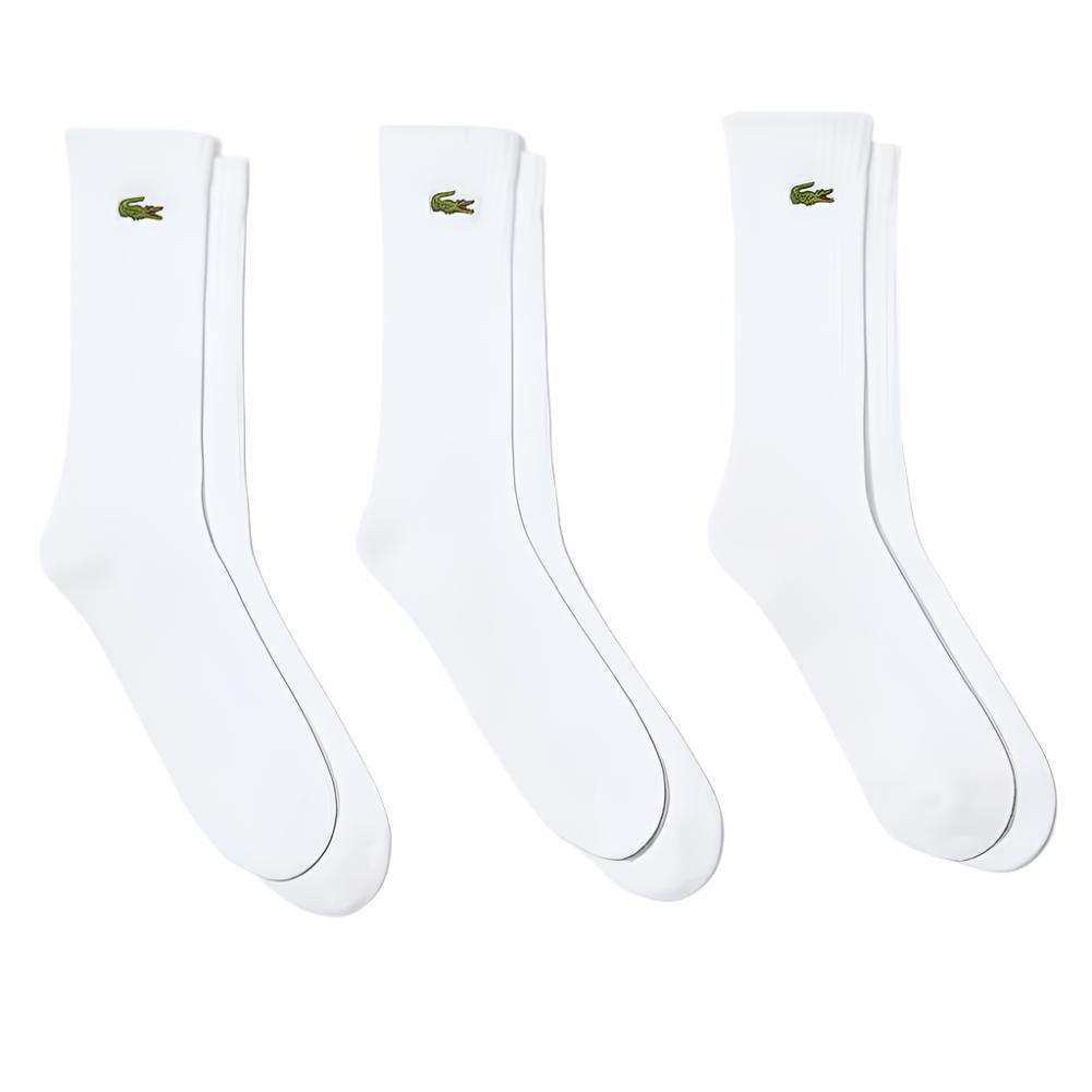 Men`s Core Performance Solid Jersey Tennis Tube Socks 3 Pack Socks LACOSTE White 6.5/9