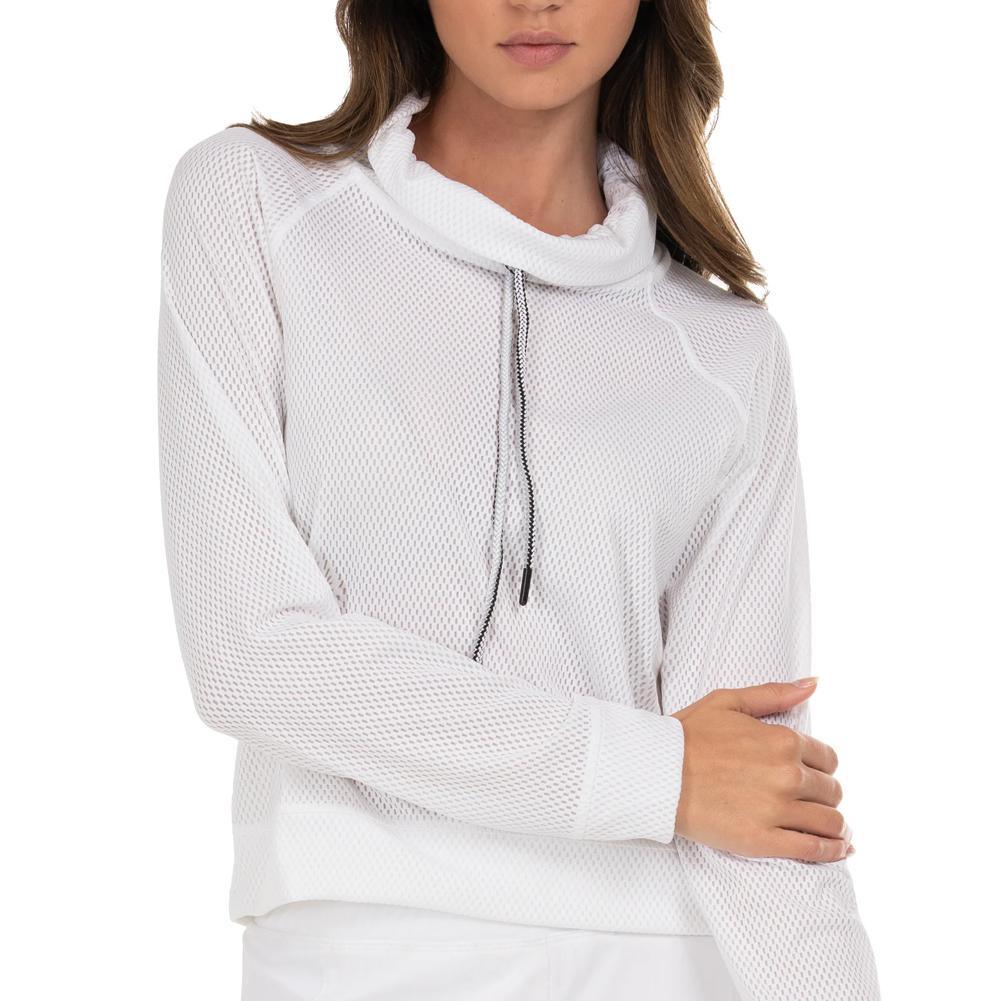 Women's High Neck Long Sleeve Tennis Pullover Womens Apparel LUCKY IN LOVE White XS