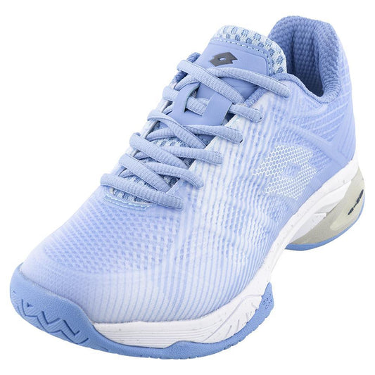 Women's Mirage 300 3rd Speed Tennis Shoes Chambray Blue and All White Womens Shoes LOTTO 5.5