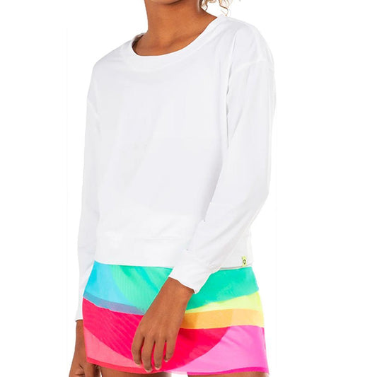 Girls' Hype Tennis Long Sleeve Girls Apparel LUCKY IN LOVE White 2XS