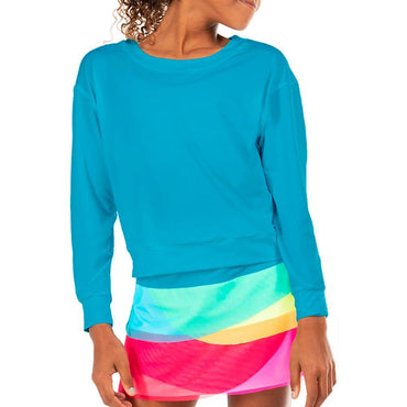 Girls' Hype Tennis Long Sleeve Girls Apparel LUCKY IN LOVE Blue L