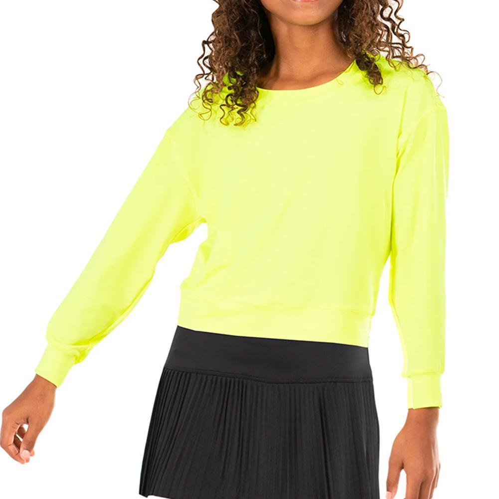 Girls' Hype Tennis Long Sleeve Girls Apparel LUCKY IN LOVE Yellow 2XS
