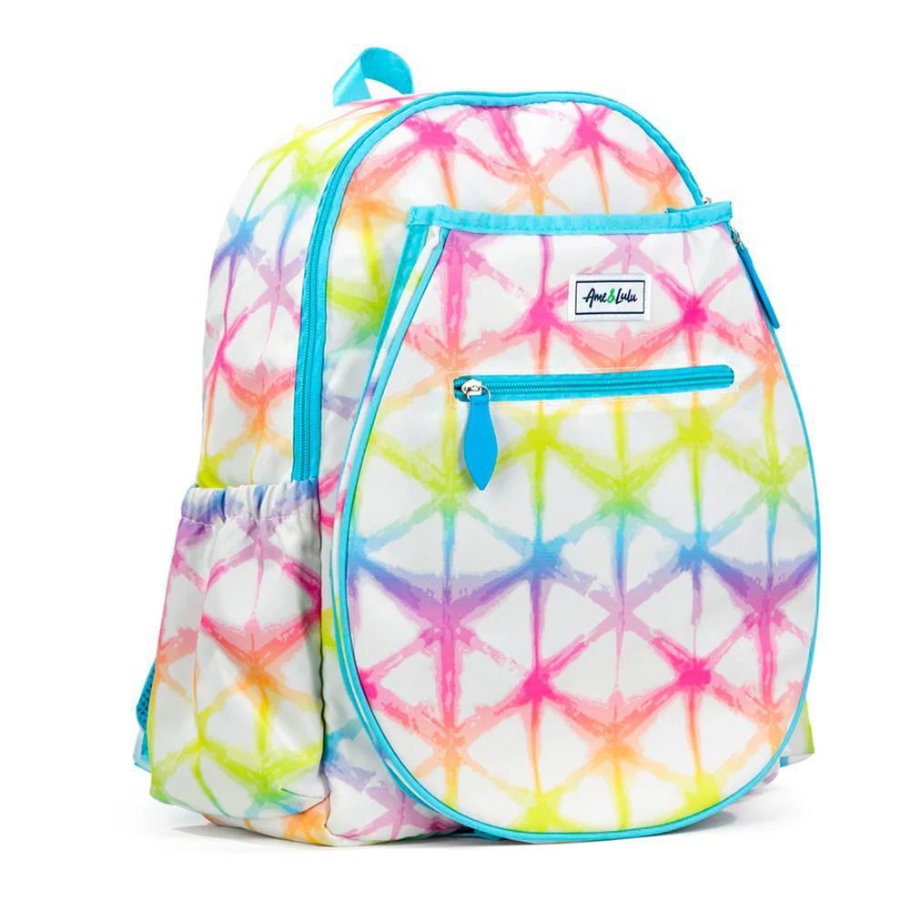 Juniors' Love Tennis Backpack Rainbow Shibori Gifts AME AND LULU White