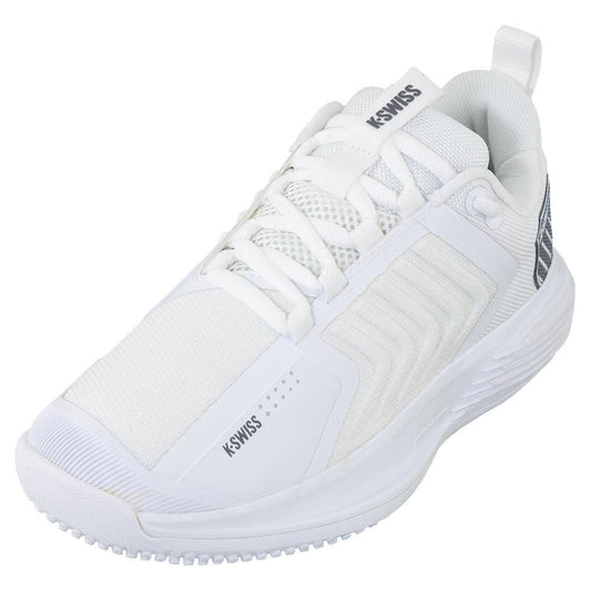 Women's Ultrashot 3 Grass Tennis Shoes White and Steel Gray Womens Shoes K-SWISS 6.5