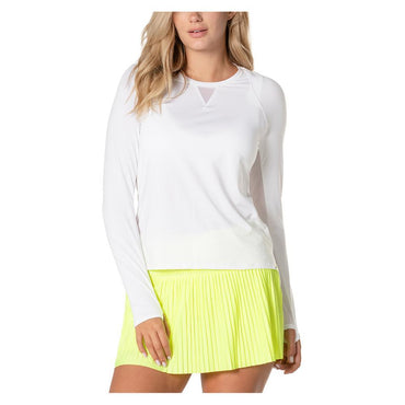 Women's LUV High Low Breezy Long Sleeve Tennis Top WOMENS APPAREL LUCKY IN LOVE 110_WHITE XS