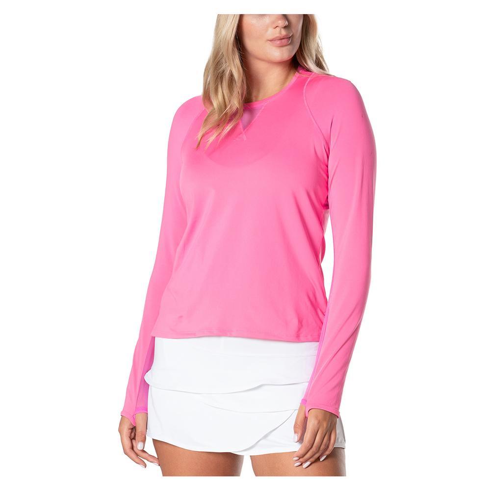Women's LUV High Low Breezy Long Sleeve Tennis Top WOMENS APPAREL LUCKY IN LOVE 695_TAFFY XS