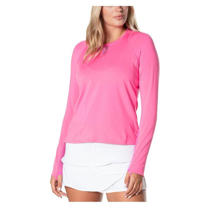 Women's LUV High Low Breezy Long Sleeve Tennis Top WOMENS APPAREL LUCKY IN LOVE 695_TAFFY XS