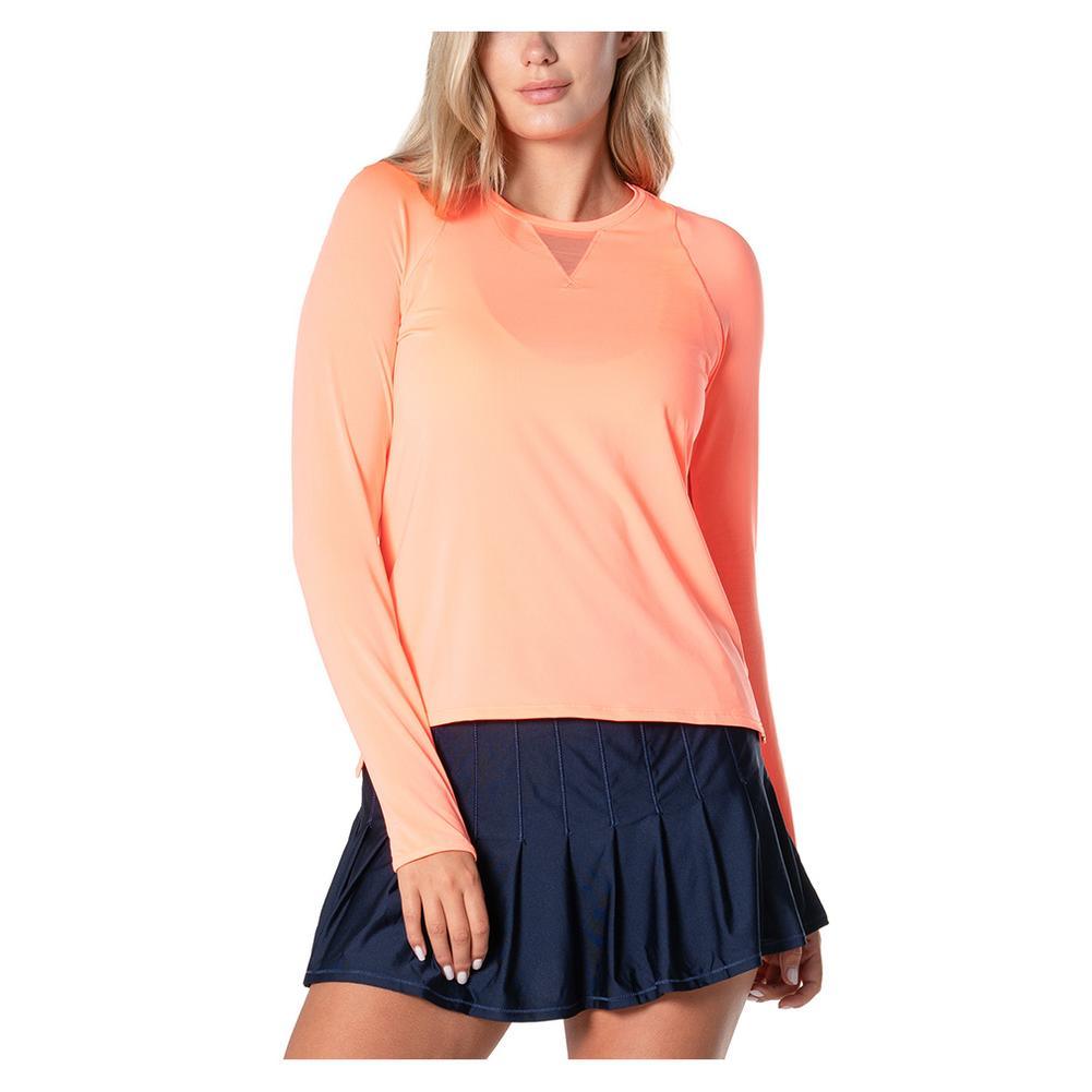 Women's LUV High Low Breezy Long Sleeve Tennis Top WOMENS APPAREL LUCKY IN LOVE 805_PEACH_GLOW XS