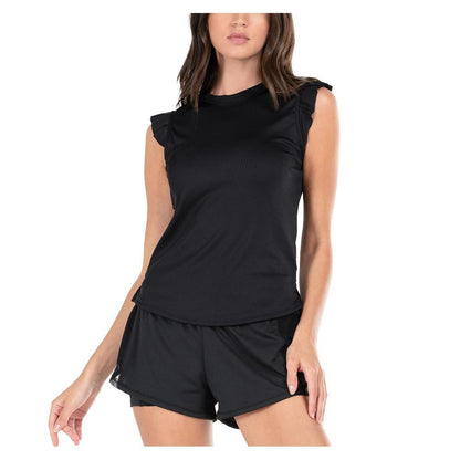 Women's Bring It On Rib Tennis Tank Womens Apparel LUCKY IN LOVE 001_BLACK XS