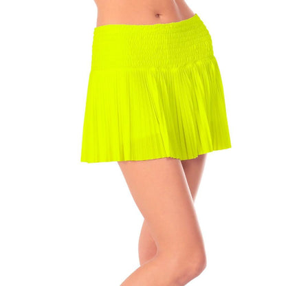 Women`s Long Pleated Smocked Tennis Skort WOMENS APPAREL LUCKY IN LOVE 710_NEON_YELLOW XS