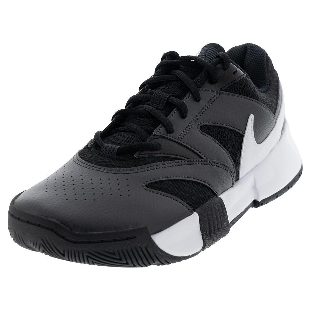 Men's Court Lite 4 Tennis Shoes Black and White Top Tennis Shoes NIKE 6 Black