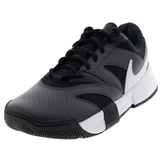 Juniors' Court Lite 4 Tennis Shoes Black and White Top Tennis Shoes NIKE 3.5Y