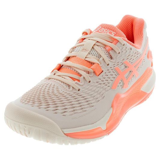 Women's Gel-Resolution 9 Tennis Shoes Pearl Pink and Sun Coral Womens Shoes ASICS 5
