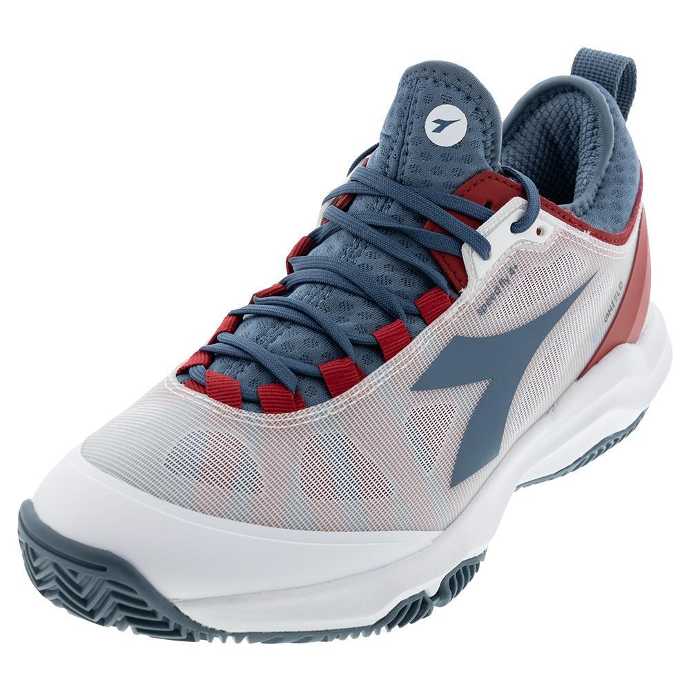Men's Speed Blushield Fly 4 Clay Tennis Shoes White and Oceanview Top Tennis Shoes DIADORA 7
