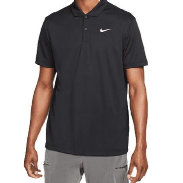 Men's Court Dri-FIT Solid Tennis Polo Mens Team Gear NIKE Black/White XS