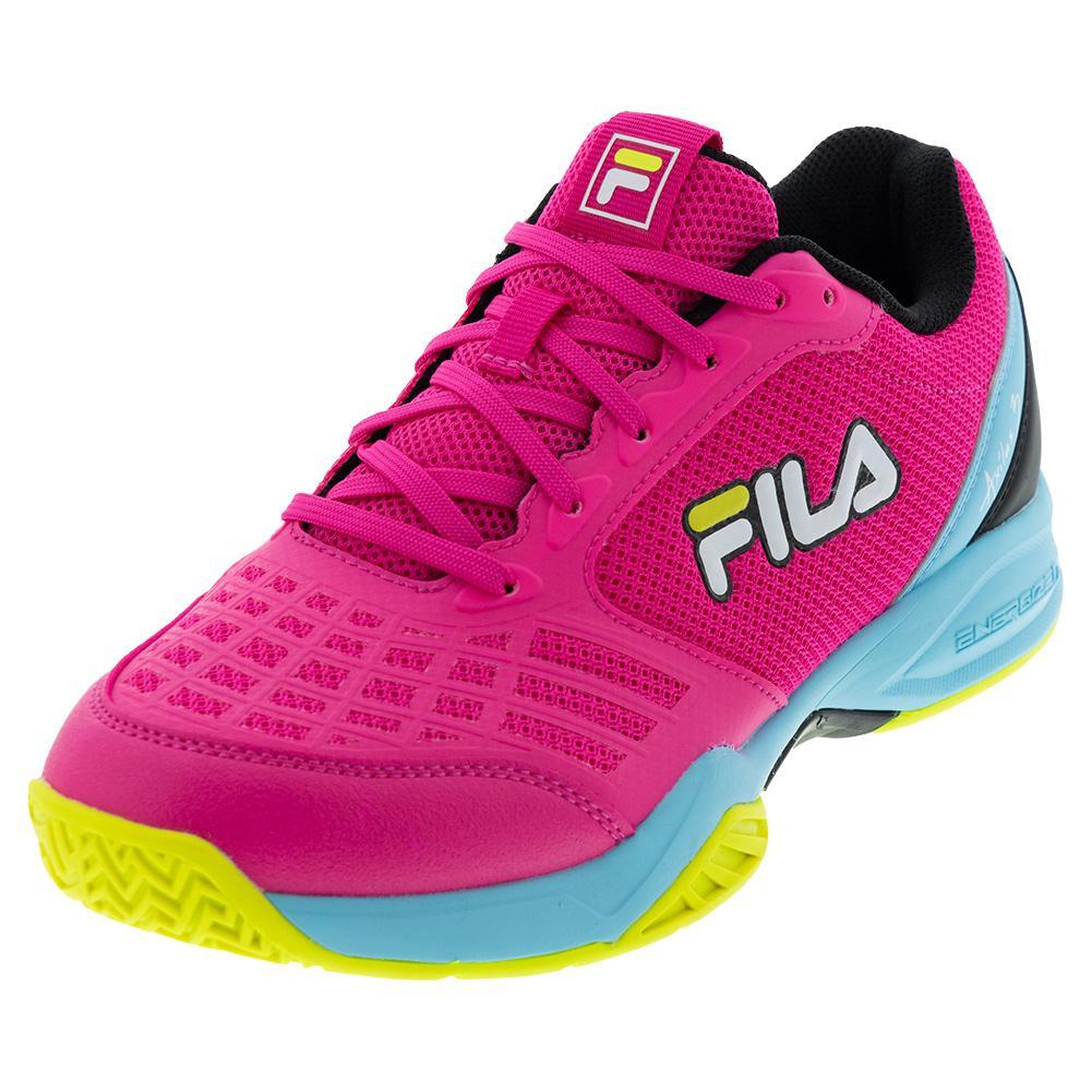 Juniors` Axilus 3 Tennis Shoes Pink Glo and Bluefish Super Sale FILA 1Y Pink