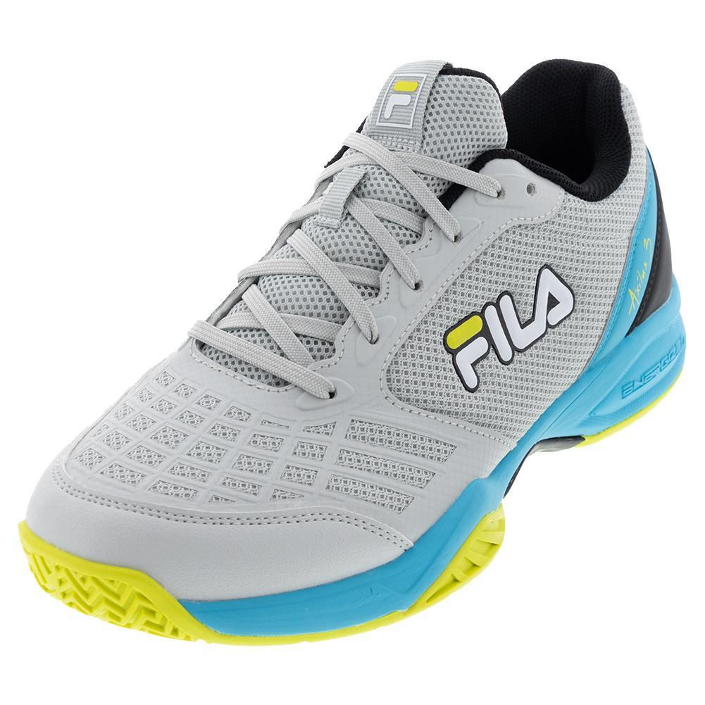 Juniors` Axilus 3 Tennis Shoes Glacier Gray and Scuba Blue Super Sale FILA 1Y