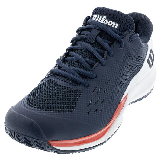 Men's Rush Pro Ace Wide Tennis Shoes Navy Blazer and White Top Tennis Shoes WILSON 7 Navy