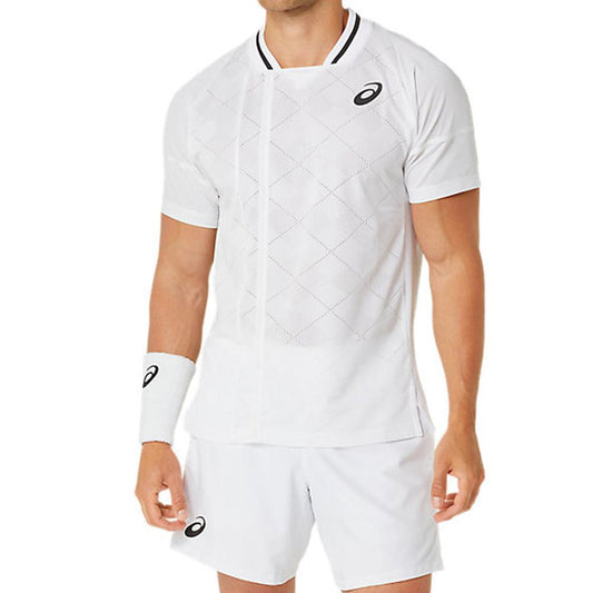 Men's Match Actibreeze Short Sleeve Tennis Top Brilliant White Tournament Gear ASICS White