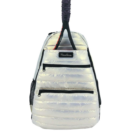 Neon Puffer Tennis Backpack Pearlescent White Gifts NICE ACES White