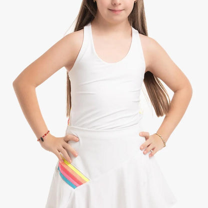 Girl's Prisma Stripe Tennis Tank Rainbow Girls Apparel LUCKY IN LOVE 2XS