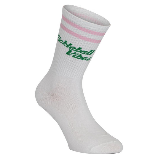 Pickleball Vibes Socks Pink and Green Socks RUNWAY ATHLETICS White