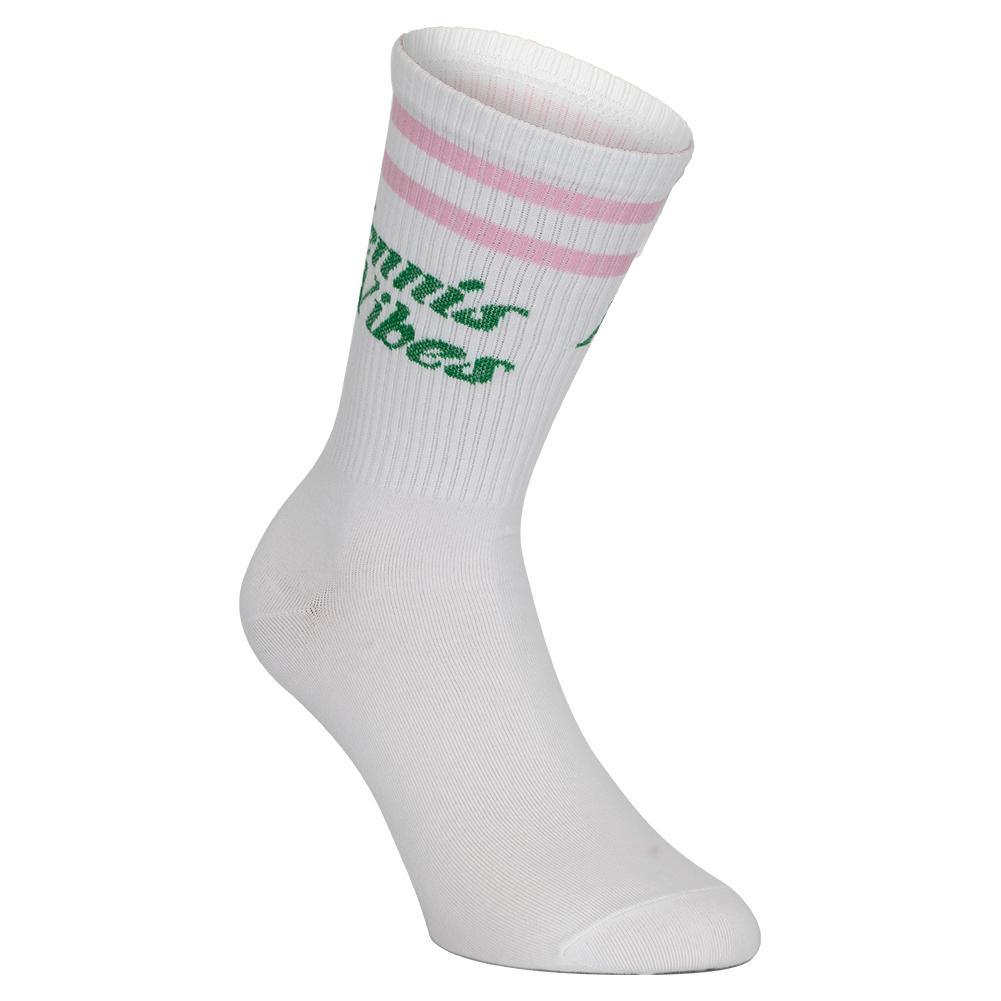 Tennis Vibes Socks Pink and Green Socks RUNWAY ATHLETICS White