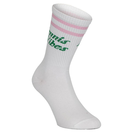Tennis Vibes Socks Pink and Green Socks RUNWAY ATHLETICS White