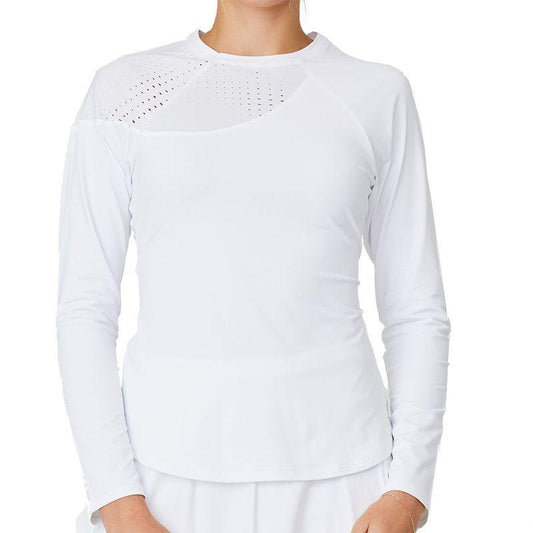 Womens Raglan Long Sleeve Tennis Top White Womens Apparel SOFIBELLA M