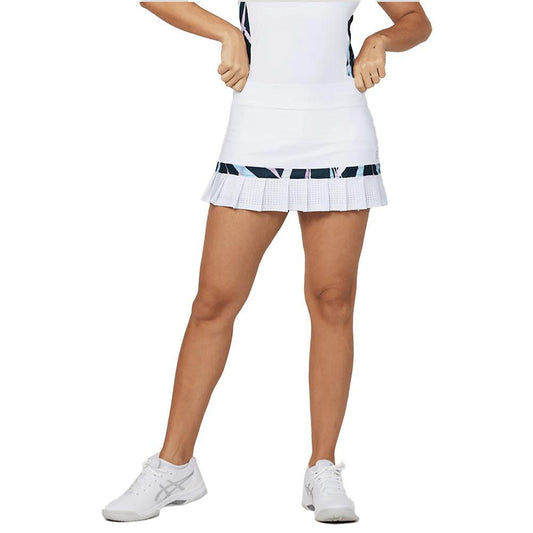 Womens 12 Inch Dot Mesh Tennis Skort with Shorts White and Island Palm Womens Apparel SOFIBELLA S
