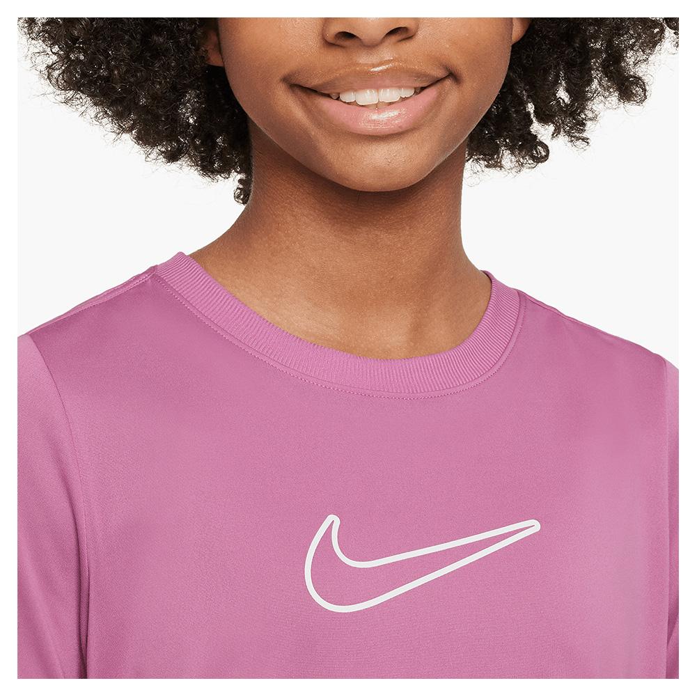 Girls' Fitted Dri-FIT Short-Sleeve Top Magic Flamingo Girls Apparel NIKE M