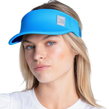 Women`s Lucky Logo Stretch Tennis Visor WOMENS APPAREL LUCKY IN LOVE 439_CARIBBEAN_BLUE
