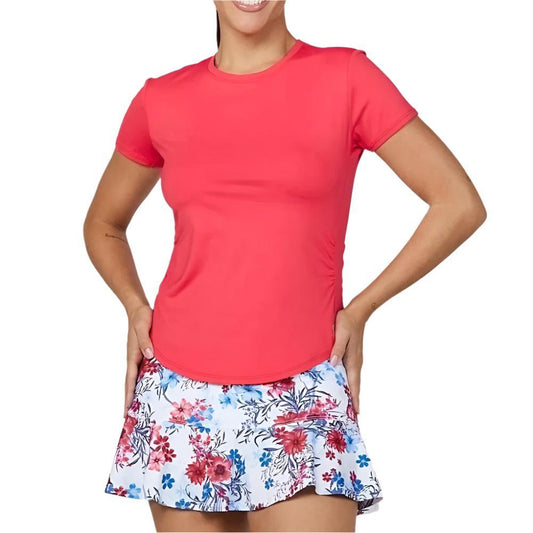 Womens Wild Flowers 24 Inch Short Sleeve Tennis Top Berry Red Womens Apparel SOFIBELLA L