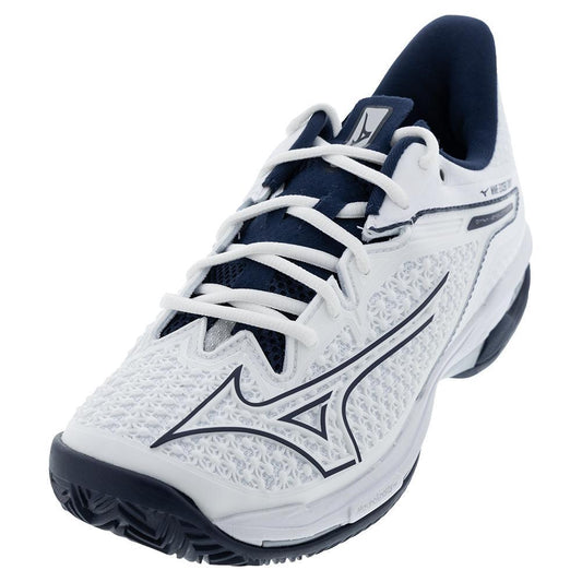 Mens Wave Exceed Tour 6 Clay Tennis Shoes White and Dress Blues Top Tennis Shoes MIZUNO 7