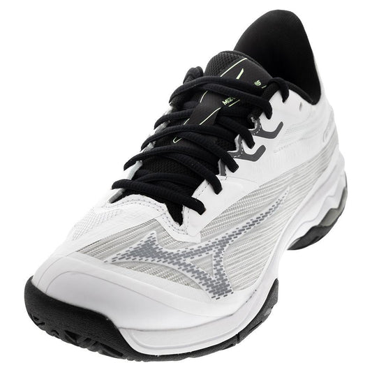 Men's Wave Exceed Light 2 AC Tennis Shoes White and Metallic Grey Top Tennis Shoes MIZUNO 7