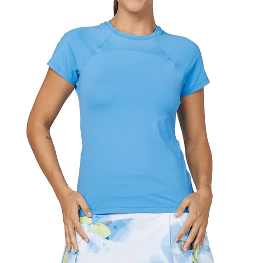 Womens New Wave Short Sleeve Tennis Top Neo Blue Womens Apparel SOFIBELLA XL
