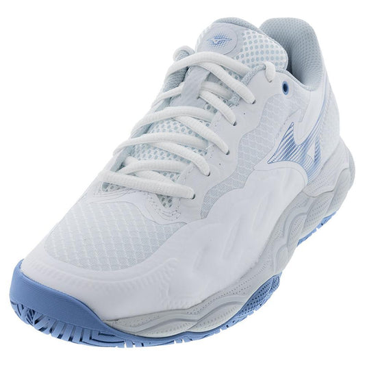 Womens Wave Enforce Court AC Tennis Shoes White and Parisian Blue WOMENS SHOES MIZUNO 6