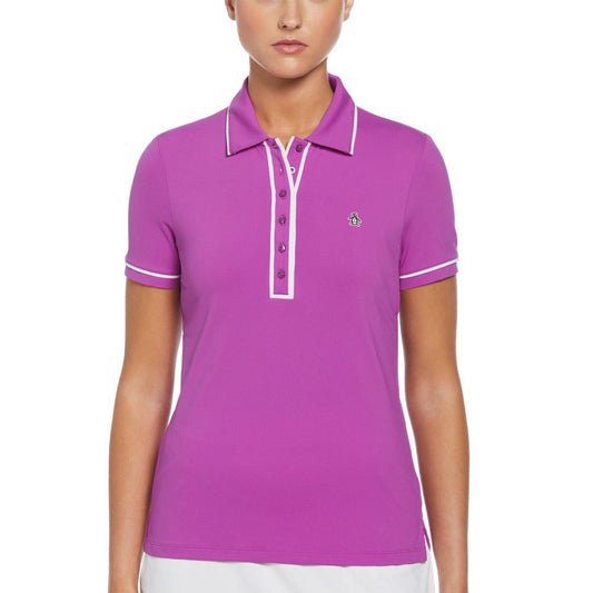 Womens Veronica Short Sleeve Tennis Polo Purple Cactus Flower WOMENS APPAREL PENGUIN M