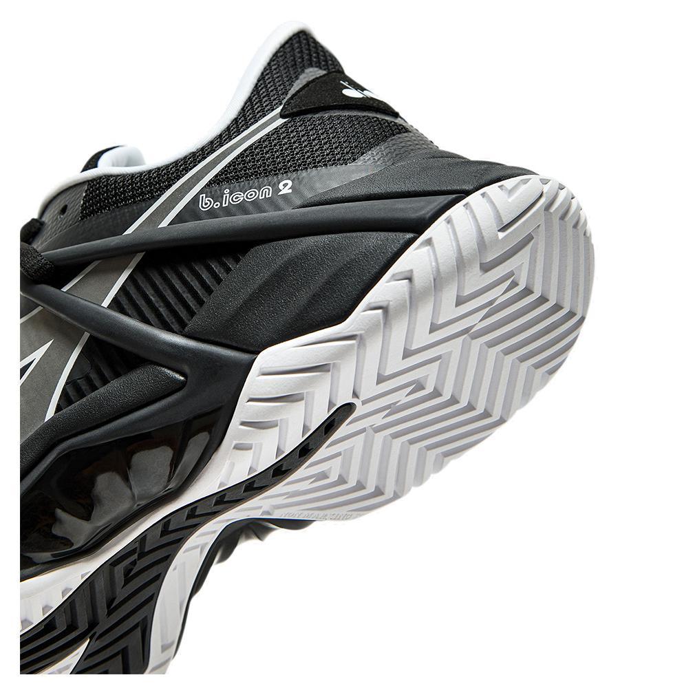 Men's B.Icon 2 AG Tennis Shoes Black and Silver Shoes DIADORA