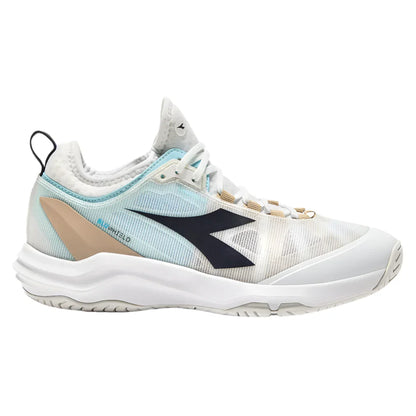 Women`s Speed Blushield Fly 4 Tennis Shoes White and Blue Corsair DIADORA