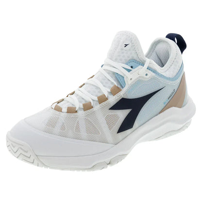 Women`s Speed Blushield Fly 4 Tennis Shoes White and Blue Corsair DIADORA 6 White