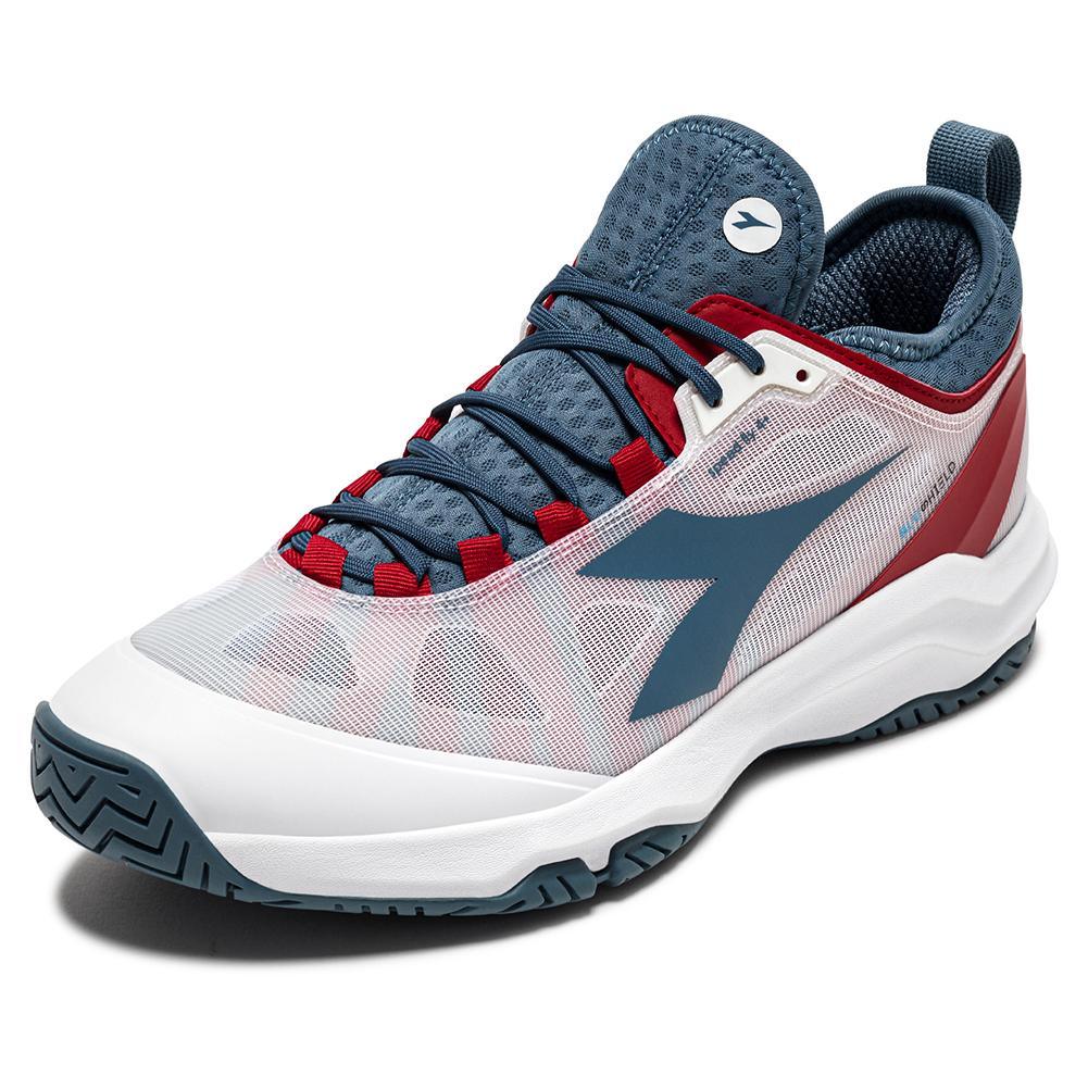Men's Speed Blushield Fly 4 AG Tennis Shoes White and Oceanview Tournament Gear DIADORA