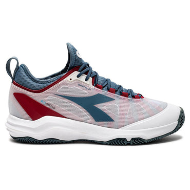 Men's Speed Blushield Fly 4 Clay Tennis Shoes White and Oceanview Top Tennis Shoes DIADORA 7.5