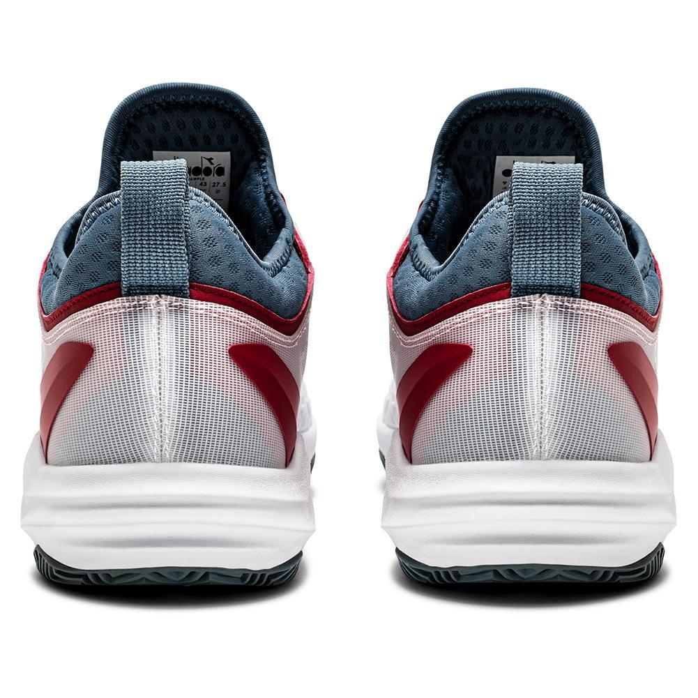 Men's Speed Blushield Fly 4 Clay Tennis Shoes White and Oceanview Top Tennis Shoes DIADORA